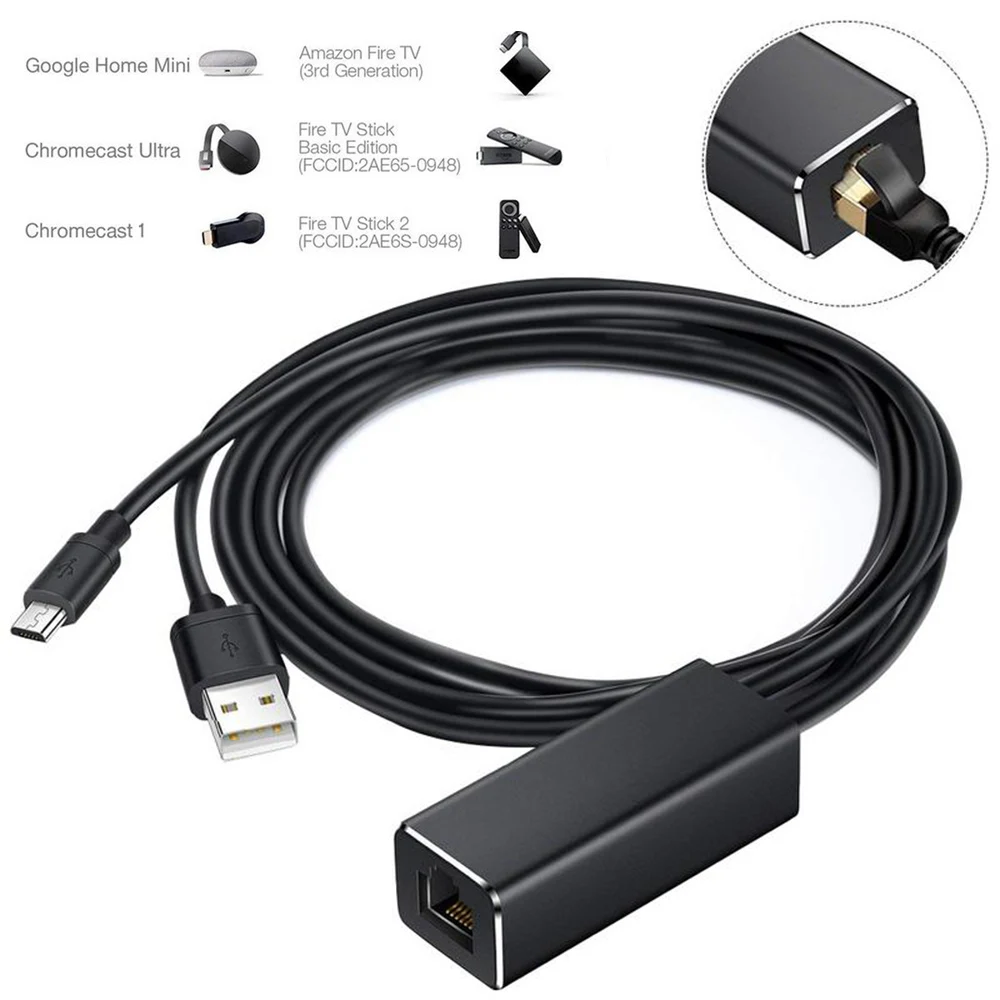 USB 2,0 к RJ45 Ethernet адаптер 480 Мбит/с высокоскоростная микро USB сетевая карта для Amazon Fire tv Stick Google Chromecast