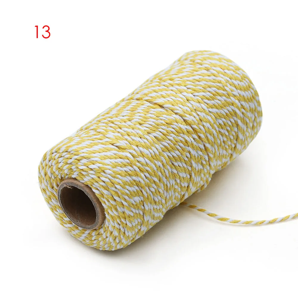 100 м/рулон 2ply Bakers Шпагат Веревка хлопок шнуры веревка для Рождественский подарок ручной работы упаковка DIY ремесленные проекты домашний декор - Цвет: 13