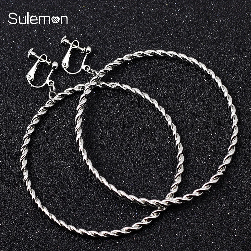 

Metal Circle Earrings No Hole Ear Clip Geometric Round Clip Earrings Without Piercing Women Minimalist Big Earring Jewelry CE148