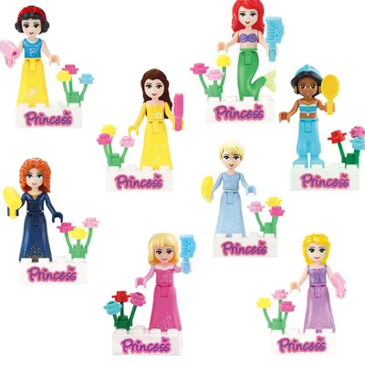 Super Heroes Princess Girl White Snow Tinker Bell Fairy Tale Anna Elsa hawkeye Building Blocks Children Gift Toys DBP482