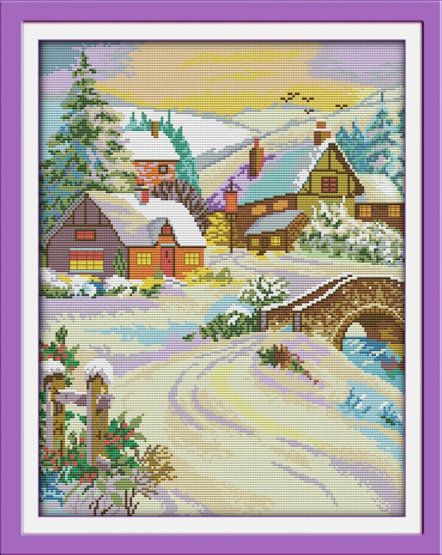 

Gorgeous snow-covered landscape Counted Cross Stitch 11CT Printed 14CT Set DIY Chinese Cross-stitch Kit Embroidery Needlework