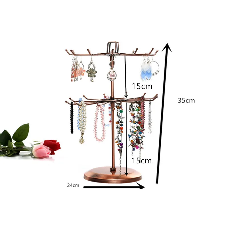 24 Hooks Vintage Jewelry Display Stand Holder Jewelry Organizer Hard Display Stands