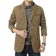 Blazer men Casual Suit Cotton Denim Parka Men’s slim fit Jackets Army Green Khaki Large Size XXXL XXXXL Coat Brand clothing