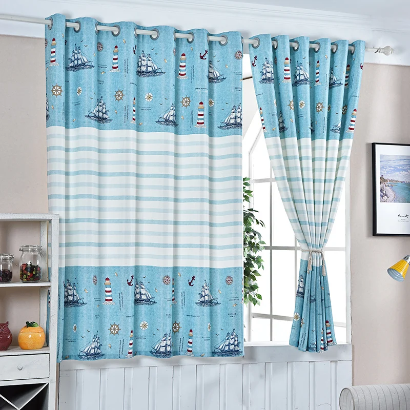 

New Blue Sea Short Curtains For Children Room Half Shade Curtains High Quality Curtains For Living Room the Bedroom Kids Curtain
