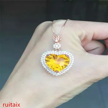 

KJJEAXCMY boutique jewels S925 Pure silver inlay natural gourd word crystal yellow crystal female style pendant + necklace inla