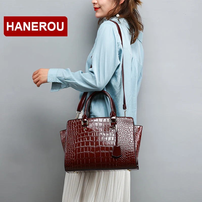 HANEROU Ретро Аллигатор сумка набор женские сумки + кошелек высокое качество