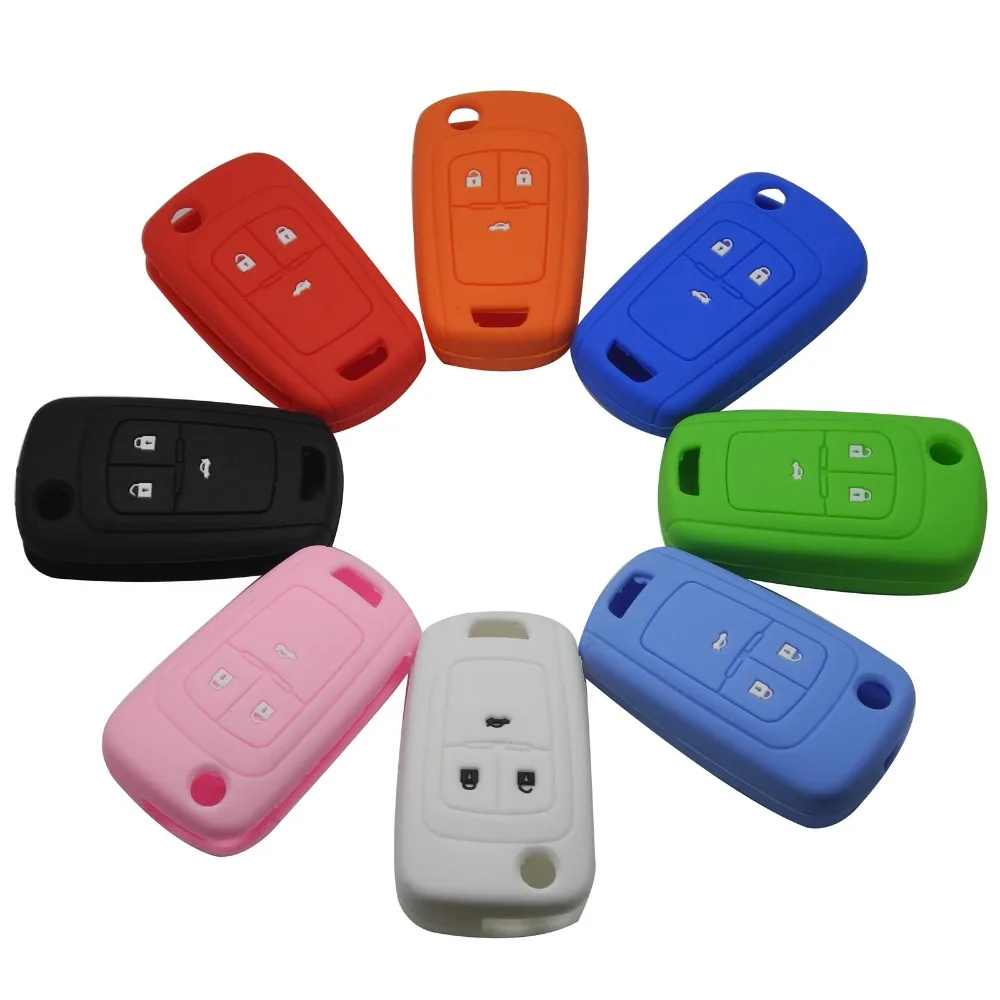 

jingyuqin 30pcs/lot 3 Button Silicone Flip Key Cover For Chevrolet Cruze Spark Car Remote Key Case Set