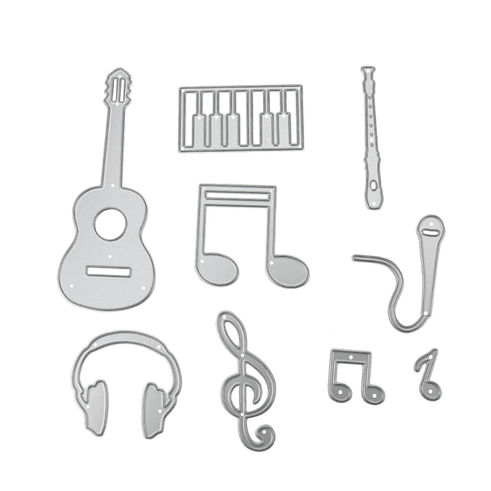 9Pcs Guitar Notes Piano Metal Cutting Die Stencil for