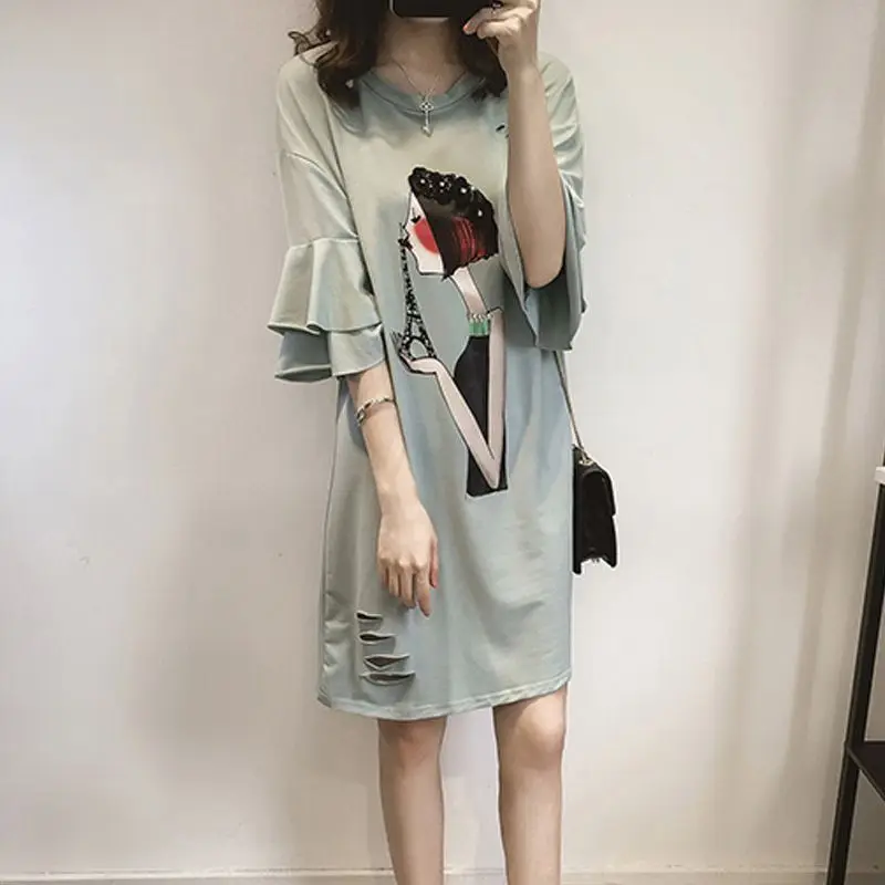 

2019 Women Summer Dress Cartoon Print Dress Casual Loose Party Dress Vestidos Plus Size 4XL