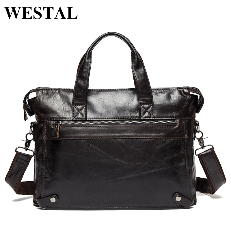  WESTAL Messenger Bag men's genuine leather men's shoulder bags made of natural Male briefcases lapt - 32394671201