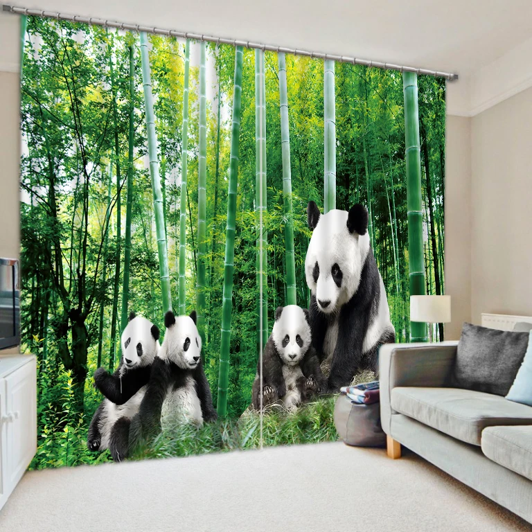 Moderno apagón De la cortina De ventana lindo Pandas 3D Cortinas para ropa De cama habitación Hotel Cortinas De la Sala