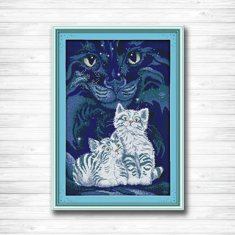 Two little white tigers lovely animal Painting Counted Print on canvas