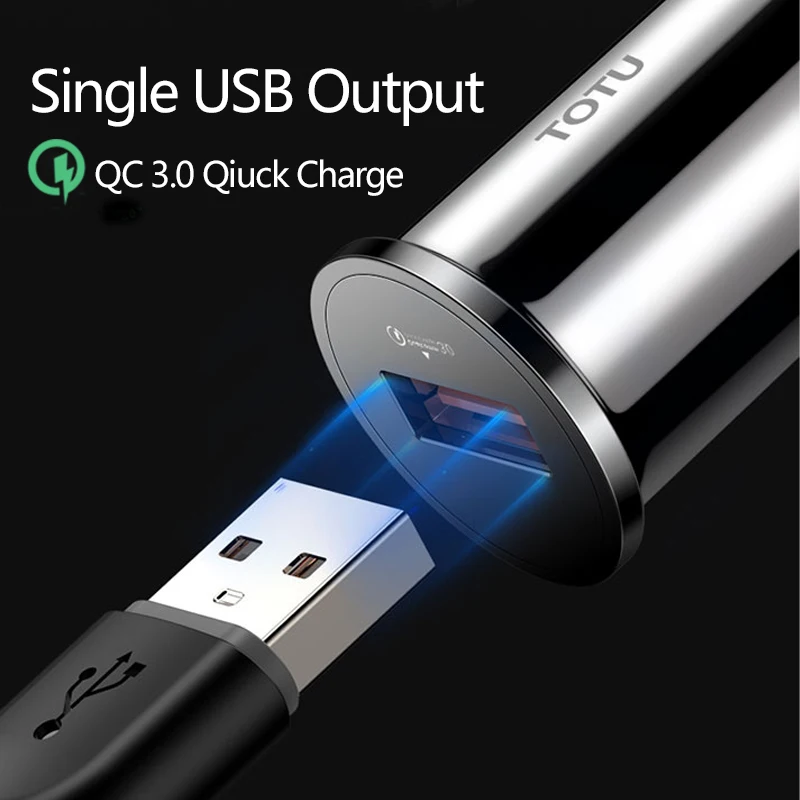 TOTU Быстрая зарядка 3 0 одно USB Автомобильное зарядное устройство для iPhone Xs samsung Mini