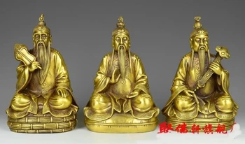

China Brozne Ruyi Eight Diagrams the very high lord Taoist Immortal Statue Set