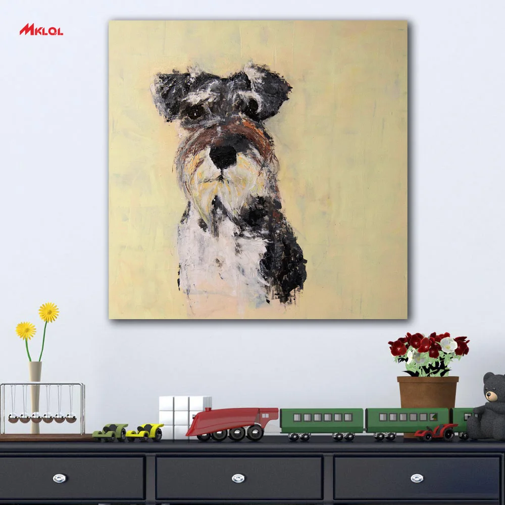 

Frameless Schnauzer Oil Painting Wall Art Picture Paiting Canvas Paints Home Decor Abstract Print Painting Modern Wall Decor