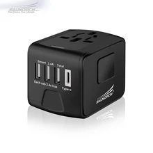 SAUNORCH Travel Adapter International Universal Power Adapter with 3.4A 4-USB Type-C USB Worldwide Wall Charger for UK/EU/AU/US