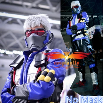 

OW Over and Watch Soldier:76 PU Leather Jacket Coat Outfit Custom Men Cosplay Costume For Adult Halloween Carnival no Prop