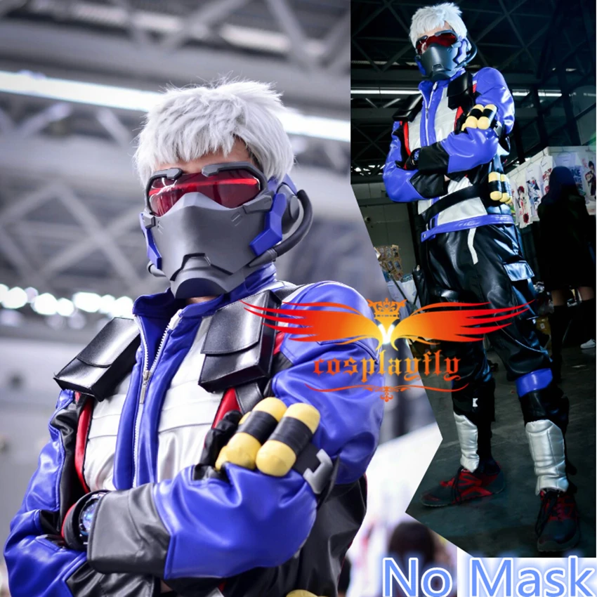 

OW Over and Watch Soldier:76 PU Leather Jacket Coat Outfit Custom Size Cosplay Costume For Adult Halloween Carnival W1042