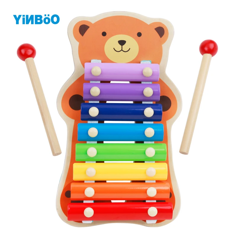 Wooden Musical Toys Teddy bear Frog Wood Toy xylophone Educational Toys Percussion Instruments Baby Gift