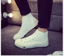 2016 Men’s high fashion trend breathable casual shoes Unisex canvas shoes white male spring and summer single shoes size 35-44