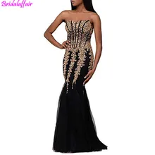 Для женщин из тюля длинное вечернее платье секс возлюбленная инкрустированное кристаллами без бретелек Русалка платья для выпускного в деловом стиле платье