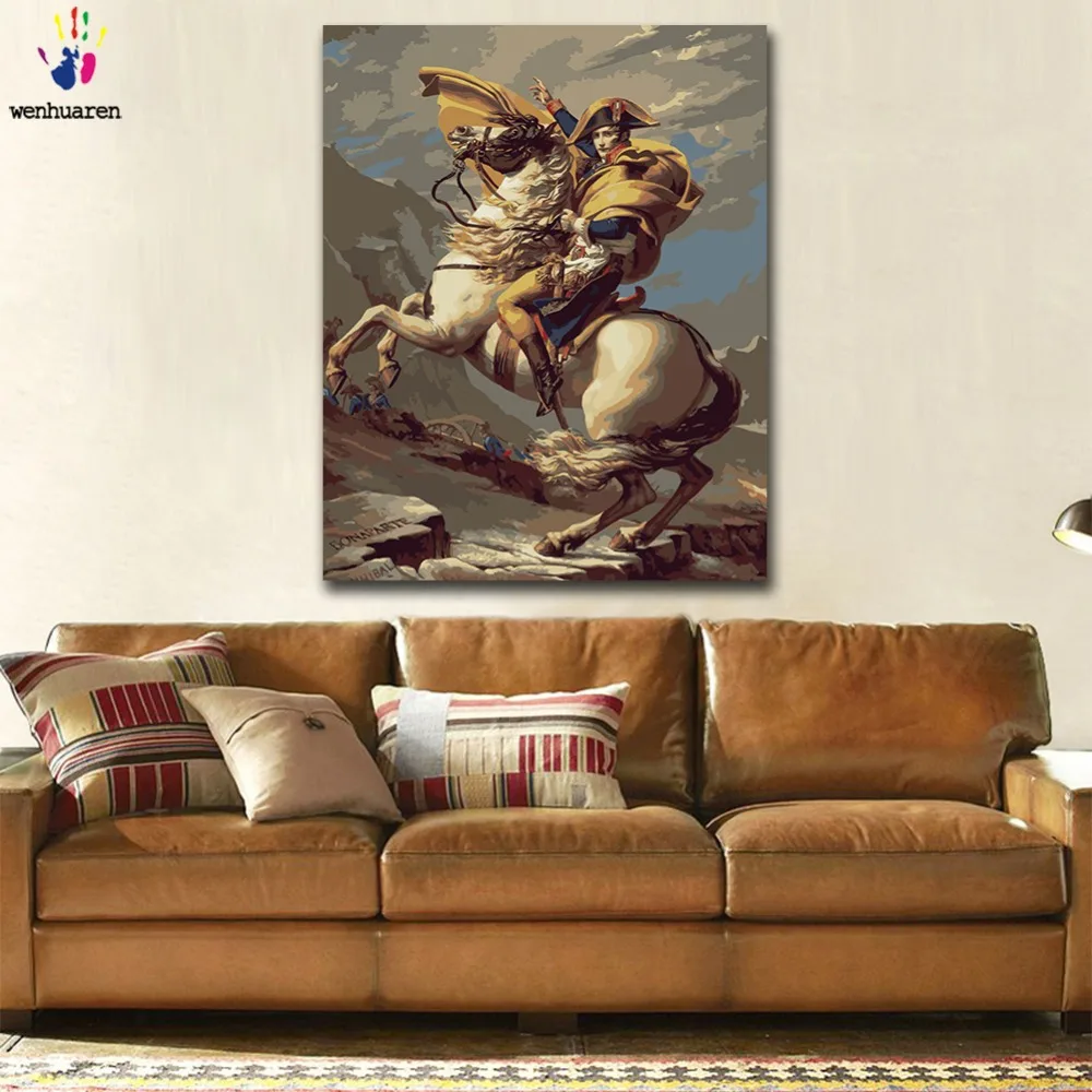 

DIY colorings pictures by numbers with colors Napoleon across the Alps picture drawing painting by numbers framed Home