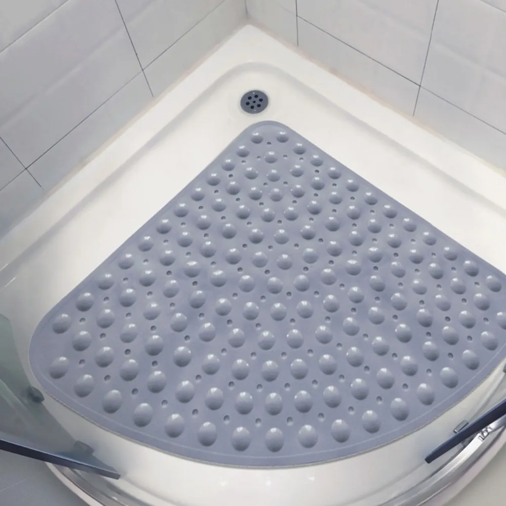 

Corner Shower Mat Sector Rubber Anti-slip Quadrant Bath Mat Anti-Bacterial Suction for Shower Tub Non-slip Bathtub Mat 54x54CM