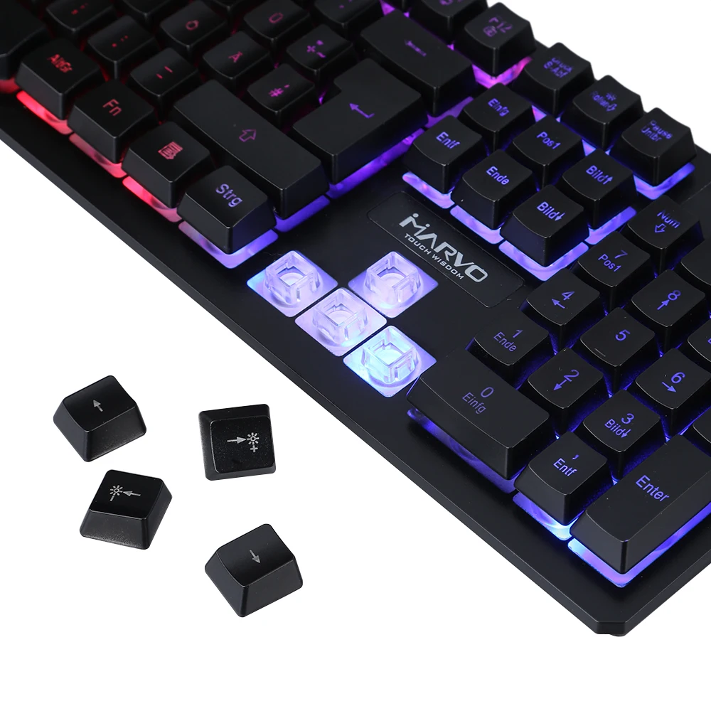 MARVO K616 игровая клавиатура светодиодный Радуга Подсветка проводная с USB