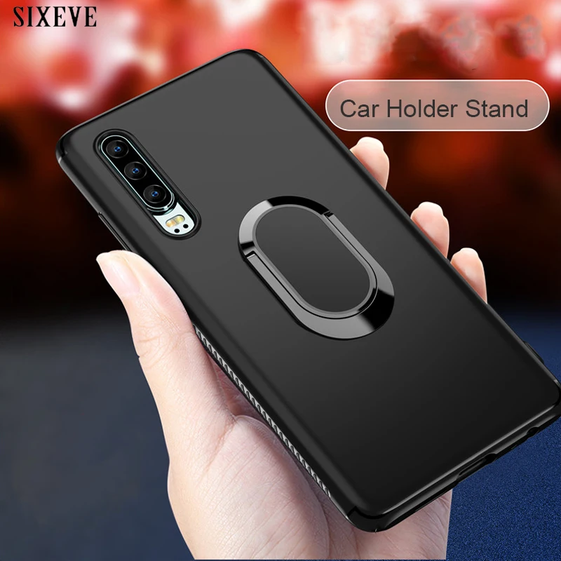 Силиконовый мягкий чехол подставка с кольцом на палец для Huawei P20 P30 Lite Pro P10 Plus hono 9 10