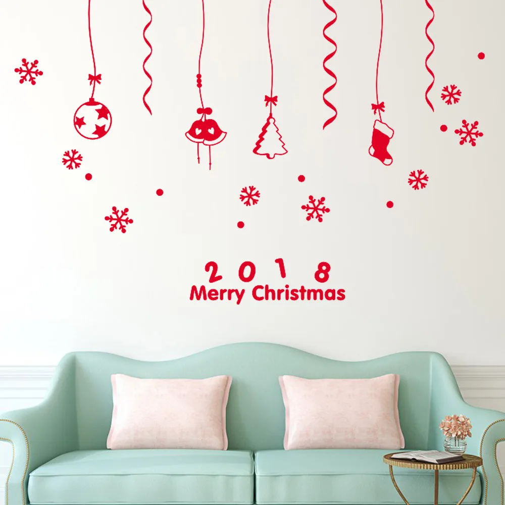 2018 Merry Christmas Wall Sticker Decorations Home Shop Window Stickers