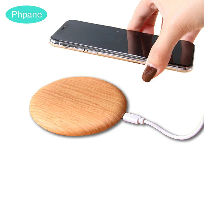 

Portable Qi Fast Wireless Charger Kit Ultra Slim Circle Universal Charging Mat Wooden Without Wired Charger For Samsung S9 S8