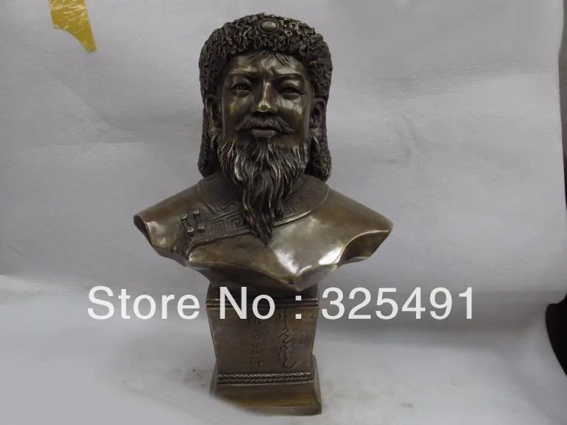 

Chinese bronze copper ancientry Inner Mongolia hero Genghis Khan figurine Statue free shipping