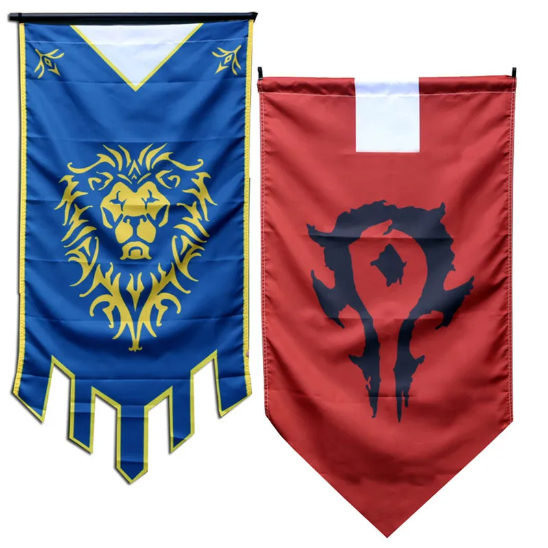 

WOW World of Warcr Movie Alliance Horde Flag Banner Blue Home Decor Cosplay