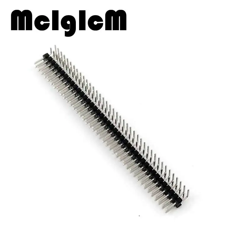 20PCS 2.54mm 2 x 40 Pin Male Double Row Right Angle Pin Header Strip