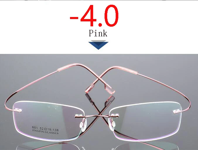 Покрытие сверхэластичные бескаркасные очки для близорукости для мужчин и женщин без оправы Сверхлегкая оправа Очки для близорукости 100~ 400 градусов - Цвет оправы: Myopia 400