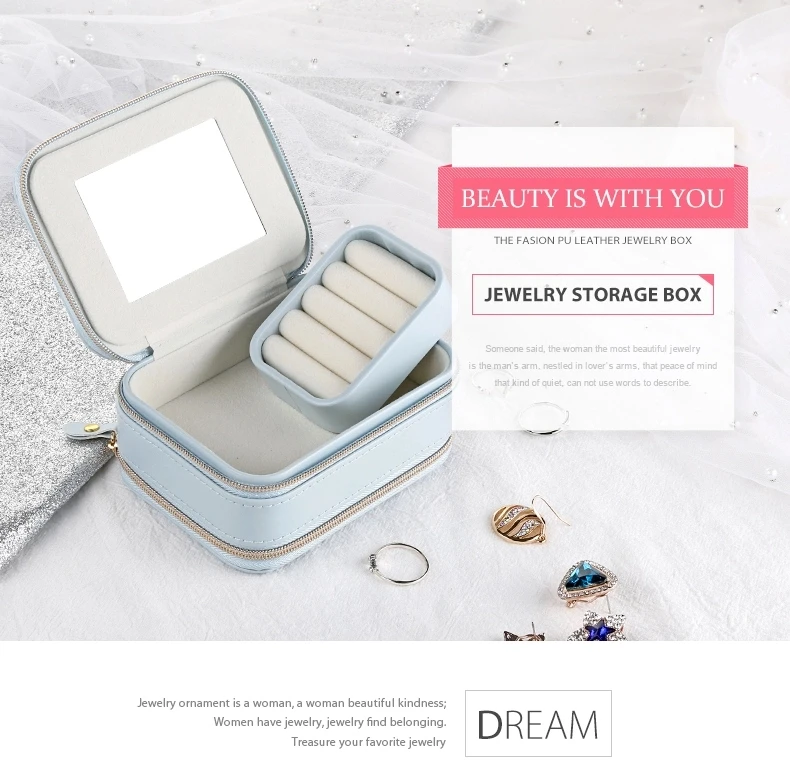 Jewelry Box Portable Storage Organizer Zipper  (1)