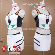 Anime Neon Genesis Evangelion Rei Ayanami Cosplay Cos Del Partido de Halloween conjunto Completo 4en1 (Top + Falda + anillo de Cuello + guantes)