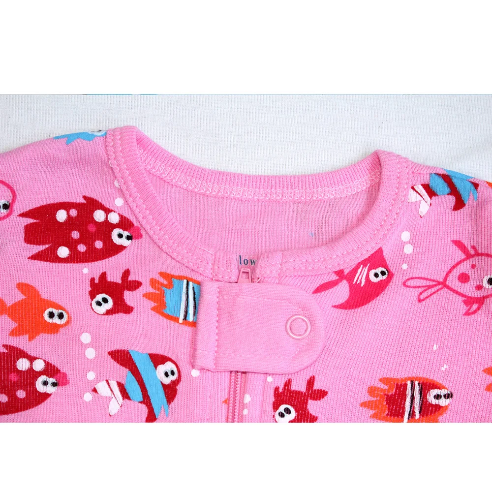 Пижама для маленьких девочек из хлопка с изображением черепахи, рыбы, Кита; детский розовый комбинезон; детские пижамы