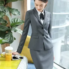 Новинка, модные серые блейзеры, костюмы с топом и юбкой, Женский деловой костюм, дизайнерские рабочие комплекты, высокое качество, фабричные блейзеры