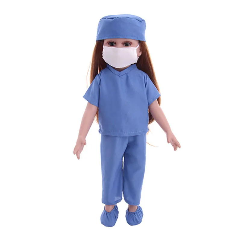 LUCKDOLL Профессиональная форма доктора медсестры подходит 18 дюймов Американский 43 см детская кукла одежда аксессуары, игрушки для девочек, поколение, подарок