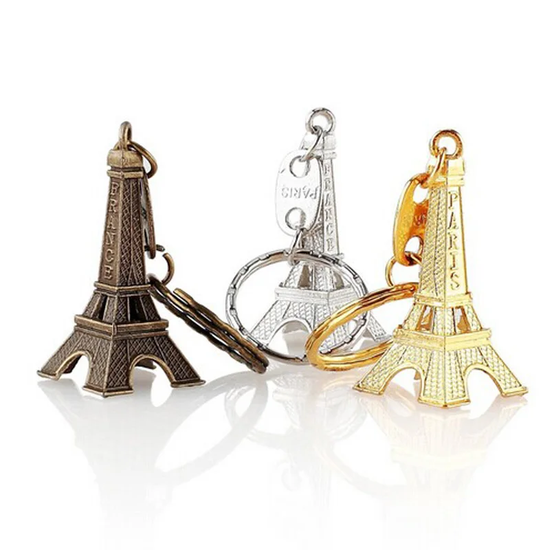 

12Pcs/set Vintage 3D Paris Eiffel Tower keychain French souvenir paris Keychain Keyring Key Chain Ring