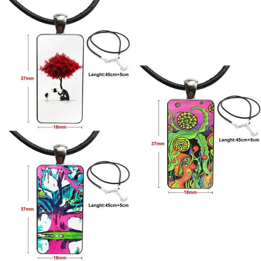 

For Girls Wholesale Abstract Psychedelic Nature Art Glass Pendant Galaxy Pendant Necklace Women Steel Plated Necklaces Jewelry