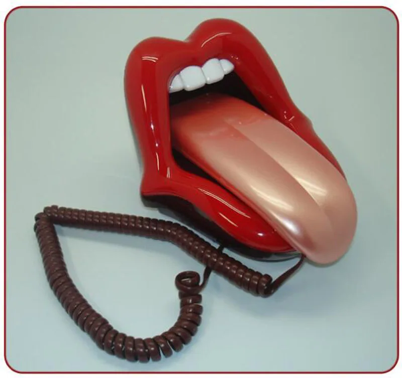 Забавные гаджеты красный открытый большой рот телефон уникальный язык проводной телефон шнур, кабель, провод телефонный стол настольный телефон для домашнего офиса