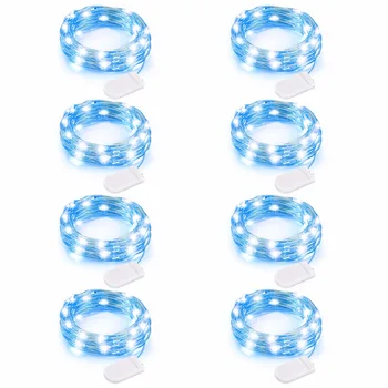 

Kohree 8pcs 2m20leds String Lights Battery Powered Fairy Starry Light for Christmas Party Indoor Decoration Blue