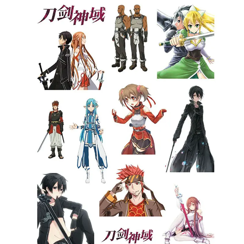 

12pcs/set Anime sticker Sword Art Online Waterproof Temporary Tatto toy Sticker for Any Part of the Body