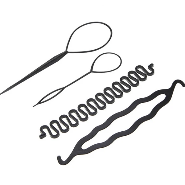 Hot Sale 4pcs/set Practical Women Magic Hair Braiding Twist Curler Set Hairpin Holding Braiders Pull Hair Ponytail DIY Tool