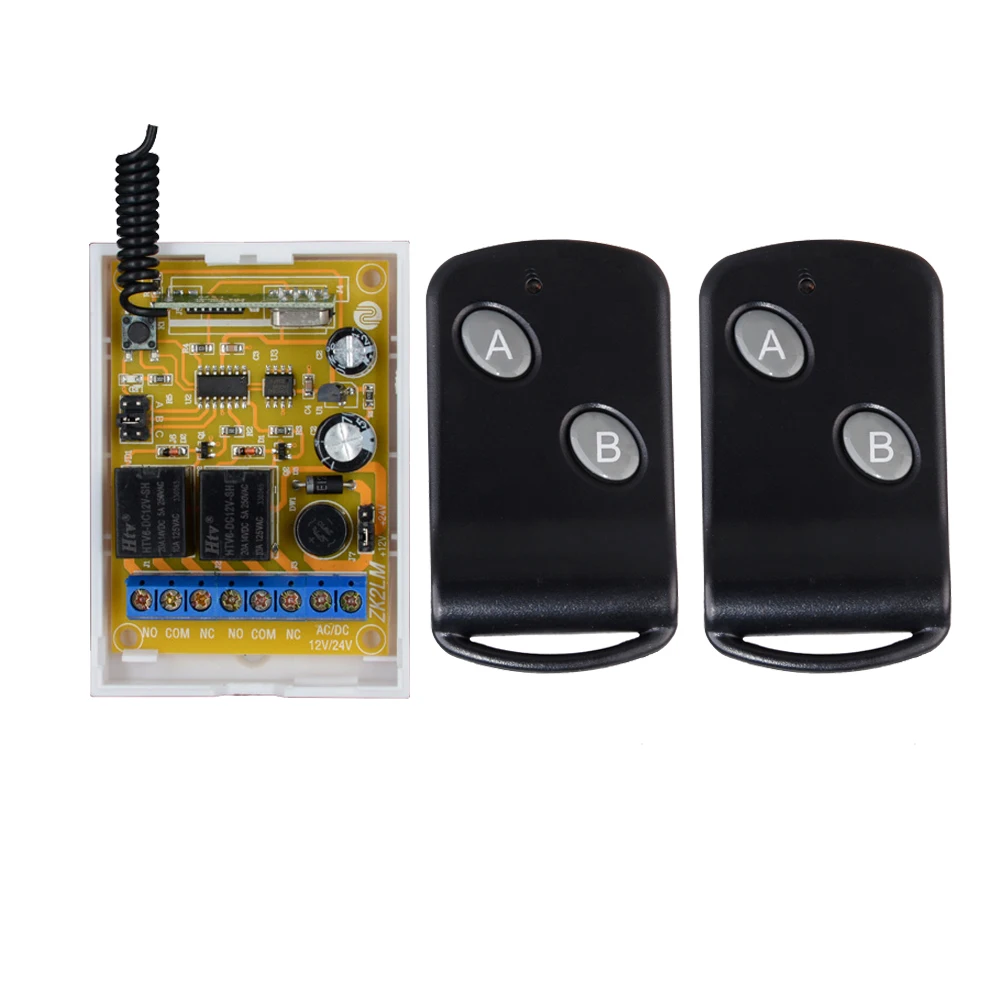 

Smart Home 12V 24V 2CH RF Wireless Remote Control Lighting Switch System Transmitter Receiver 2CH Relay 433MHZ