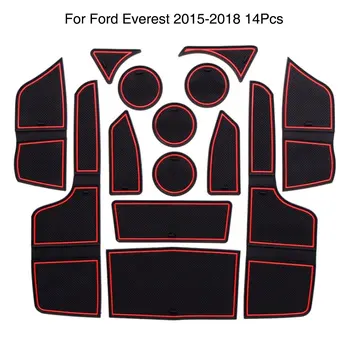 

For Ford Everest 2015 2016 2017 2018 Non-Slip Interior Door Gate Pad Panel Cup Mat 14Pcs