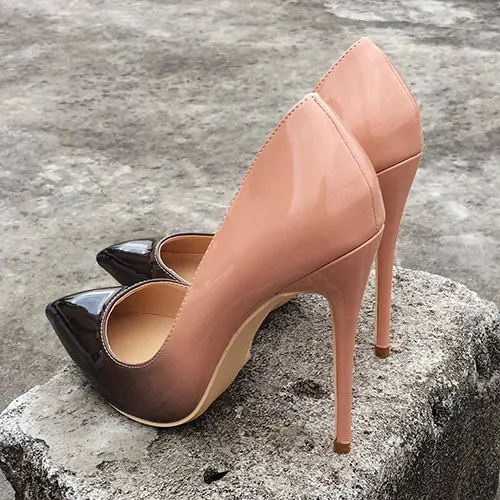 12cm Heels Veowalk/брендовые градиентные цвета; женские модные туфли D'Orsay на высоком каблуке; элегантные женские туфли с острым носком под вечернее платье; туфли-лодочки на шпильке - Цвет: 12cm Heels