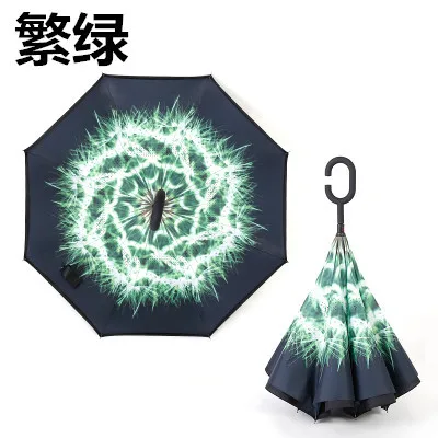 Drop shipping Windproof C-type Folding reverse umbrella hands-free rain/sun women/men outdoor double Layer Inverted zizihua